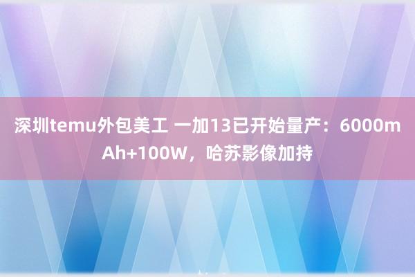 深圳temu外包美工 一加13已开始量产：6000mAh+100W，哈苏影像加持